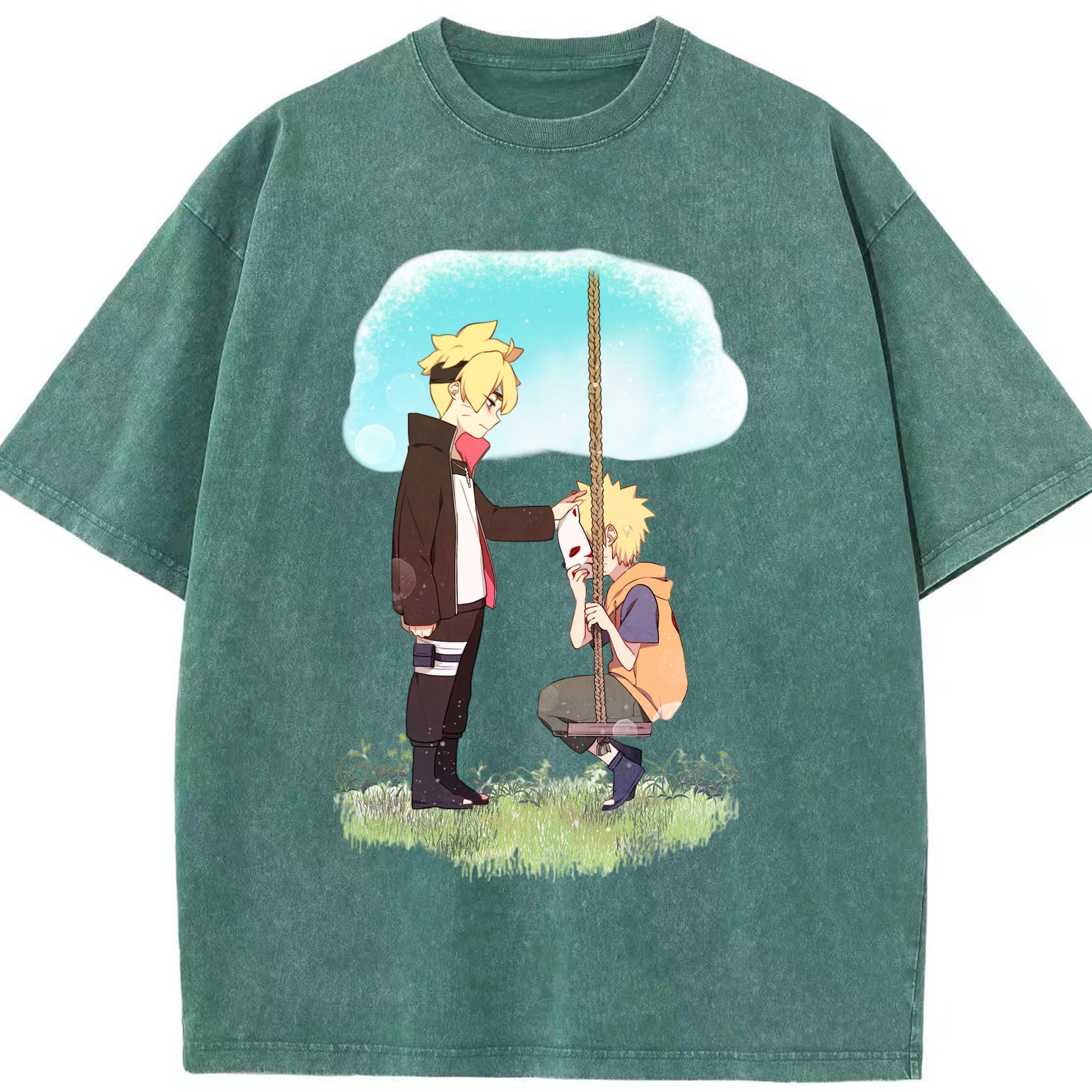 （画像用） NARUTO -ナルト- うずまき ボルト Uzumaki Boruto 綿100% ヴィンテージ風 半袖Tシャツ（フロントプリント）